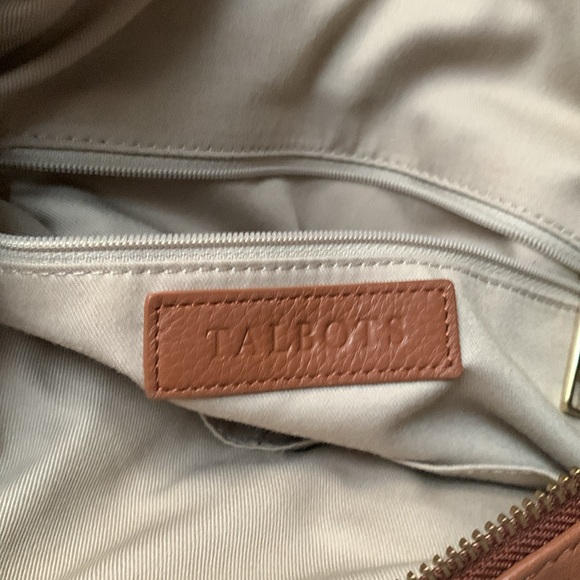 Talbots Brown cognac laser cut 100% Leather Shoulder hand  Bag tote - Picture 11 of 12